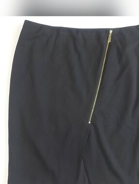 Vince Camuto Black Midi Skirt Gold Zipper, 8
